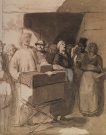 Honoré Daumier - Peintures - La vielle à roue