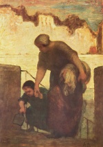Honoré Daumier - Peintures - La Blanchisseuse