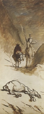 Honore Daumier - Bilder Gemälde - Don Quichotte und das tote Maultier