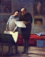 Honoré Daumier - paintings - Ein junger Kuenstler erhaelt Ratschlaege