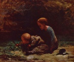 Honore Daumier  - Bilder Gemälde - Mädchen und Kind