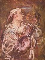 Honore Daumier  - Peintures - Pierrot à la guitare