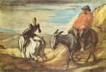 Honore Daumier  - paintings - Sancho Pansa und Don Quichotte im Gebirge