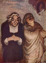 Honore Daumier  - Bilder Gemälde - Szene aus einer Komödie von Moliere