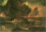 Anselm Feuerbach - Peintures - Paysage de rivière avec nymphes