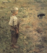 Akseli Gallen Kallela - paintings - Junge mit Kraehe