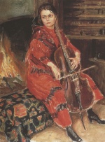 Akseli Gallen Kallela - Peintures - Kirsti jouant du violoncelle