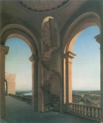 Eduard Gaertner - Bilder Gemälde - Blick vom Belvedere auf dem Pfingstberg auf die Havellandschaft bei Potsdam und Schloss Babelsberg