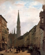 Eduard Gaertner - paintings - Bruederstrasse und Petrikirche