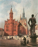 Eduard Gaertner  - Peintures - Mairie et église paroissiale de Perleberg