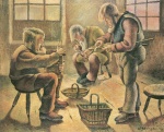 Wilhelm Morgner - Peintures - Trois tresseurs de paniers