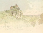 Adrian Ludwig Richter - Peintures - Rocher et chapelle