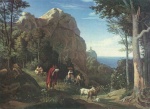 Adrian Ludwig Richter  - Peintures - Vallée à Amalfi, avec vue sur le golfe de Salerne