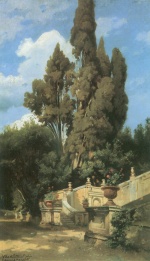 Edmund Friedrich Kanoldt - paintings - Im Garten der Villa DEste in Tivoli