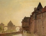 Charles Théodore Reiffenstein - Peintures - Moulins et vieux pont de Francfort
