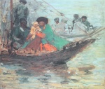 Robert Sterl - Bilder Gemälde - Kalmückenboot auf der Wolga