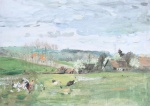 Robert Sterl - paintings - Landschaft mit Sterls Atelierhaus in Wittgenborn