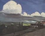Théophile Alexandre Steinlen - paintings - Dorf im Gewitter
