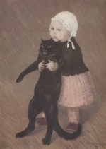 Théophile Alexandre Steinlen - Peintures - Petite fille avec chat