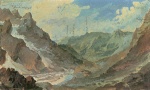 Bild:Blick von der Baenisegg über den Unteren Grindwaldgletscher in das Grindwaldtal