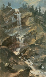 Carspar Wolf - Peintures - La cascade de Saubbach dans la vallée de Lauterbrunn