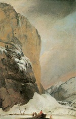 Carspar Wolf - Peintures - Deuxième cascade de Staubbach en hiver