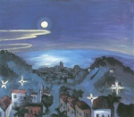 Walter Gramatte - Peintures - Barcelone (vue sur la ville de nuit)