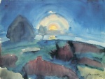 Walter Gramatté - Peintures - Hiddensoe (lever de lune)