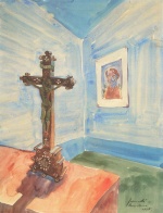 Walter Gramatté - paintings - Kruzifix im Raum