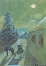 Walter Gramatte - Peintures - Paysage lunaire avec cheval