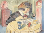 Walter Gramatté  - paintings - Schreibendes Mädchen (Sonia Gramatte)