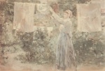 Berthe Morisot - paintings - Bäuerin beim Wäscheaufhängen