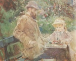 Berthe Morisot - paintings - Eugene Manet und seine Tochter in Bougival