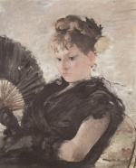 Berthe Morisot - paintings - Frau mit Fächer (Kopf eines Mädchens)