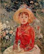 Berthe Morisot - Peintures - Jeune fille avec cage à oiseaux