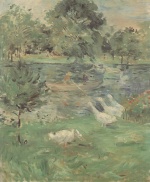 Berthe Morisot - Peintures - Jeune fille dans un bateau avec des oies