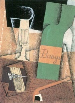 Juan Gris - paintings - Die Flasche Banyuls
