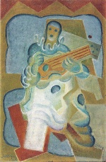 Juan Gris  - Peintures - Pierrot jouant de la guitare