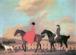 George Stubbs - Peintures - John et Sophia Musters à cheval près du manoir de Colwick