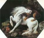 George Stubbs - Peintures - Cheval attaqué par un lion