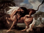 George Stubbs - paintings - Pferd wird von einem Löwen angefallen
