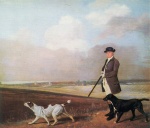 George Stubbs  - Bilder Gemälde - Sir John Nelthorpe beim schießen mit zwei Schiesshunden