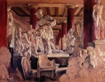 Adolf Friedrich Erdmann von Menzel - paintings - Aufbewahrungssaal während des Museumsumbaus