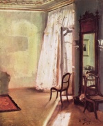 Adolf Friedrich Erdmann von Menzel - Peintures - Chambre donnant sur un balcon