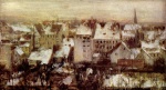 Adolf Friedrich Erdmann von Menzel - Peintures - Maisons de Berlin sous la neige
