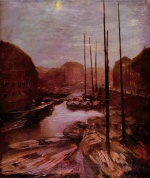 Adolf Friedrich Erdmann von Menzel - Bilder Gemälde - Friedrichsgracht bei Mondschein
