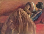 Adolf Friedrich Erdmann von Menzel - Peintures - Emilie, la sœur de Menzel, endormie