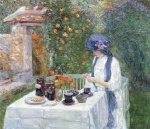 Childe Hassam - Peintures - Le service à thé en terre-cuite 