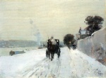 Childe Hassam  - Peintures - Le long de la Seine en hiver