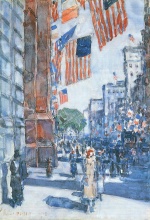 Childe Hassam  - paintings - Flaggen, Fifth Avenue